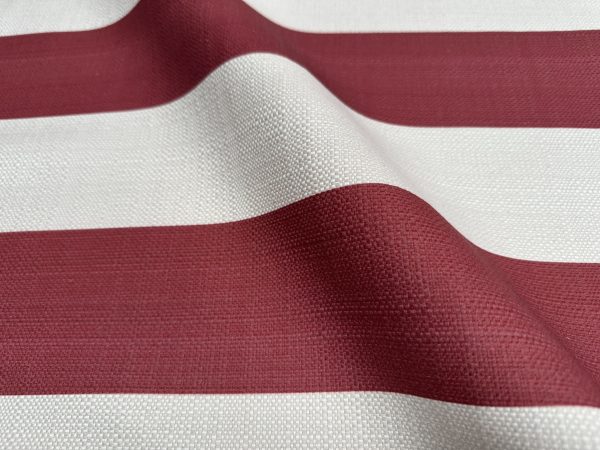 9cm wide Stripes Upholstery Fabric Plain Sofas Bed Home Decor Curtains Soft Material Cloth - 62'' or 160cm Wide - Red & Natural - Image 2