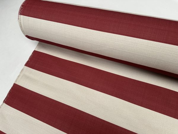 9cm wide Stripes Upholstery Fabric Plain Sofas Bed Home Decor Curtains Soft Material Cloth - 62'' or 160cm Wide - Red & Natural - Image 4