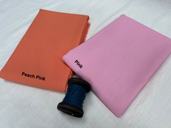 Classic Linen Cotton Blend Plain Fabric Material Lightweight Home Decor Bedding Clothes Curtains - 140cm wide - Pink - Image 4