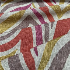 Pink Zebra Linen Look Print Fabric Animal Stripes Cotton Furnishing Curtain Upholstery Home Decor Material - 110"/280cm EXTRA Wide