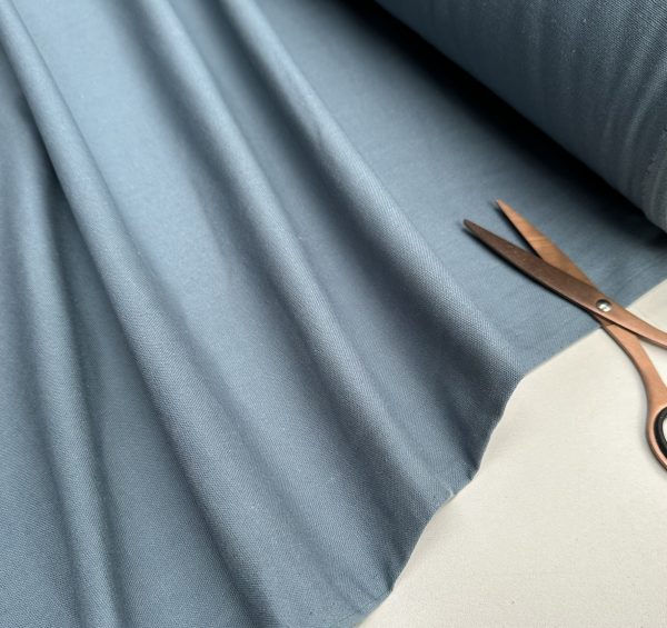 Classic Linen Cotton Blend Plain Fabric Material Lightweight Home Decor Bedding Clothes Curtains - 140cm wide - Duck Blue - Image 2