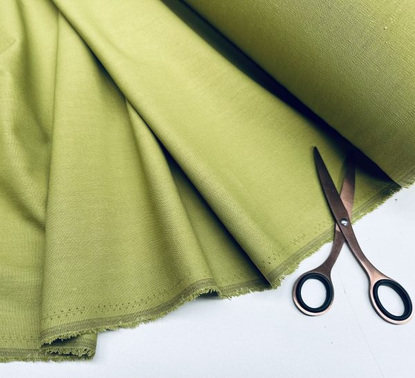 Classic Linen Cotton Blend Plain Fabric Material Lightweight Home Decor Bedding Clothes Curtains - 140cm wide - Moss Khaki Green - Image 4