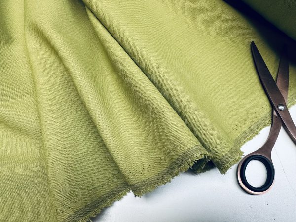 Classic Linen Cotton Blend Plain Fabric Material Lightweight Home Decor Bedding Clothes Curtains - 140cm wide - Moss Khaki Green - Image 3