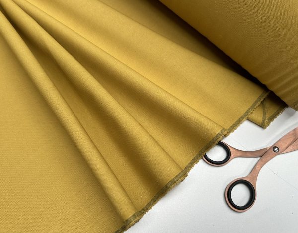 Classic Linen Cotton Blend Plain Fabric Material Lightweight Home Decor Bedding Clothes Curtains - 140cm wide - Mustard Yellow - Image 3