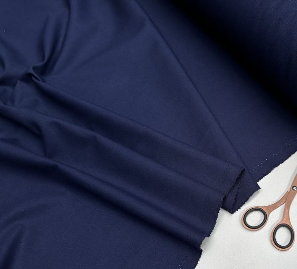 Classic Linen Cotton Blend Plain Fabric Material Lightweight Home Decor Bedding Clothes Curtains - 140cm wide - Navy Blue - Image 2