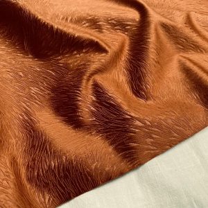 Embossed Velvet Fabric Super Soft Velour Material Home Decor Curtains Upholstery Dressmaking - 59 "/ 150 cm Wide - COPPER TERRACOTTA