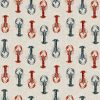 Red & Blue Lobster Print Fabric Curtains Upholstery Dress Material Nautical Marine - 140cm or 55" Wide Natural Canvas - Image 5
