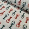 Red & Blue Lobster Print Fabric Curtains Upholstery Dress Material Nautical Marine - 140cm or 55" Wide Natural Canvas