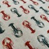 Red & Blue Lobster Print Fabric Curtains Upholstery Dress Material Nautical Marine - 140cm or 55" Wide Natural Canvas - Image 4