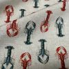 Red & Blue Lobster Print Fabric Curtains Upholstery Dress Material Nautical Marine - 140cm or 55" Wide Natural Canvas - Image 3
