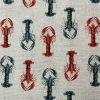 Red & Blue Lobster Print Fabric Curtains Upholstery Dress Material Nautical Marine - 140cm or 55" Wide Natural Canvas - Image 2
