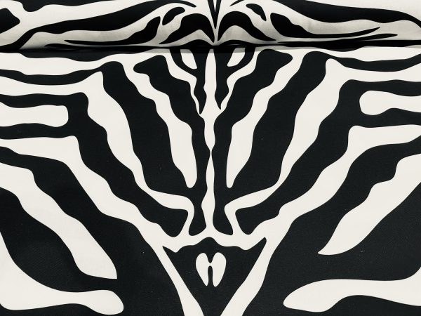 XL Zebra Spine Print Fabric Animal Stripes Cotton Furnishing Curtain Upholstery Home Decor Material - 55"/140cm Wide - Black & White - Image 6