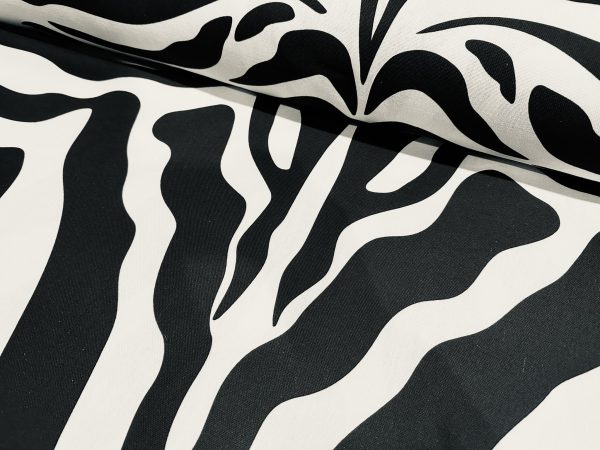 XL Zebra Spine Print Fabric Animal Stripes Cotton Furnishing Curtain Upholstery Home Decor Material - 55"/140cm Wide - Black & White - Image 5