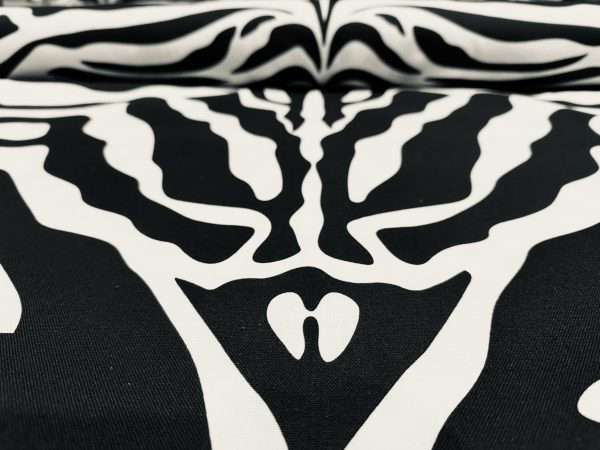 XL Zebra Spine Print Fabric Animal Stripes Cotton Furnishing Curtain Upholstery Home Decor Material - 55"/140cm Wide - Black & White - Image 4