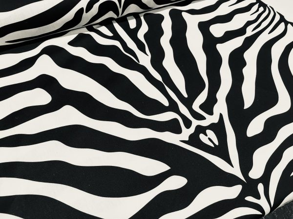 XL Zebra Spine Print Fabric Animal Stripes Cotton Furnishing Curtain Upholstery Home Decor Material - 55"/140cm Wide - Black & White - Image 2