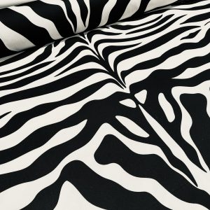XL Zebra Spine Print Fabric Animal Stripes Cotton Furnishing Curtain Upholstery Home Decor Material - 55"/140cm Wide - Black & White