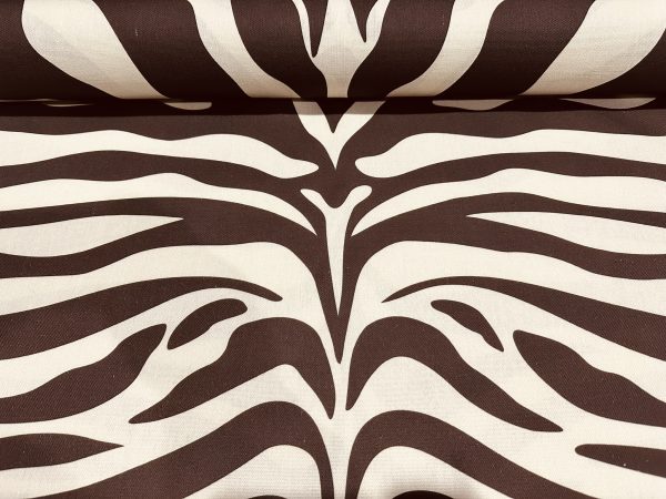 XL Zebra Spine Print Fabric Animal Stripes Cotton Furnishing Curtain Upholstery Home Decor Material - 55"/140cm Wide - Brown & Cream - Image 5
