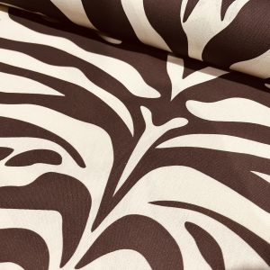 XL Zebra Spine Print Fabric Animal Stripes Cotton Furnishing Curtain Upholstery Home Decor Material - 55"/140cm Wide - Brown & Cream