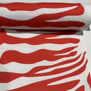 XL Zebra Spine Print Fabric Animal Stripes Cotton Furnishing Curtain Upholstery Home Decor Material - 55"/140cm Wide - Red & White
