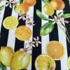 Citrus Stripes Fabric Home Decor Curtain UpholsteryBlack & White Stripe Orange Lemon Digital Print Material - 140cm or 55" Wide - Image 2