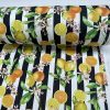 Citrus Stripes Fabric Home Decor Curtain UpholsteryBlack & White Stripe Orange Lemon Digital Print Material - 140cm or 55" Wide - Image 3