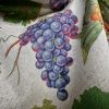 Grape Vineyard Digital Print Fabric Linen Look Canvas Purple Green Vine Leaf Material Home Decor Cushions Curtains Crafts - 55"/140cm Wide