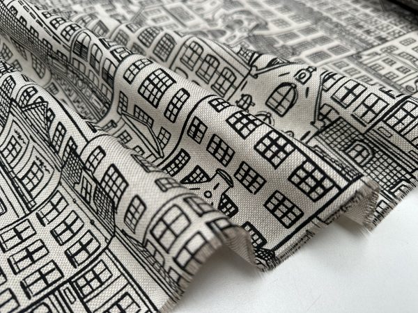 Houses Fabric Holland Village Print Linen Look Home Decor Curtain Upholstery Material - 55" or 140cm Wide Canvas - Image 4