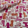 Lazy Cats Fabric Print Home Decor Linen Look Animal Cat Curtain Upholstery Material - 55" or 140cm Wide Canvas - Pink & Orange - Image 6
