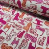 Lazy Cats Fabric Print Home Decor Linen Look Animal Cat Curtain Upholstery Material - 55" or 140cm Wide Canvas - Pink & Orange - Image 5