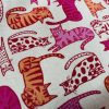 Lazy Cats Fabric Print Home Decor Linen Look Animal Cat Curtain Upholstery Material - 55" or 140cm Wide Canvas - Pink & Orange - Image 2