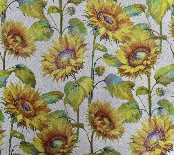 Sunflower Digital Print Fabric Linen Look Canvas Floral Yellow Flower Leaf Material Home Decor Cushions Curtains Crafts - 55"/140cm Wide - Image 9