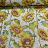 Sunflower Digital Print Fabric Linen Look Canvas Floral Yellow Flower Leaf Material Home Decor Cushions Curtains Crafts - 55"/140cm Wide - Image 3