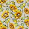 Sunflower Digital Print Fabric Linen Look Canvas Floral Yellow Flower Leaf Material Home Decor Cushions Curtains Crafts - 55"/140cm Wide - Image 10
