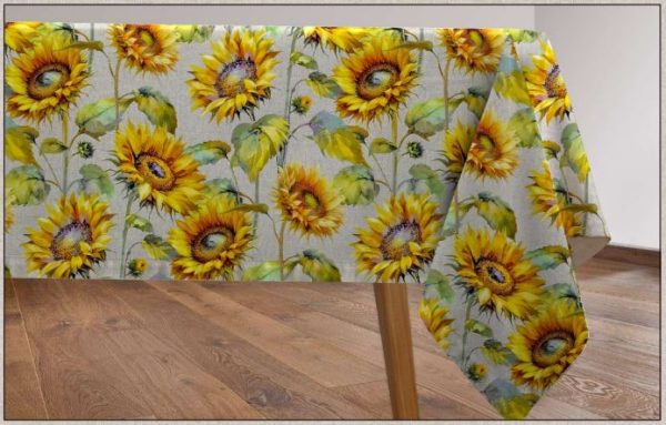 Sunflower Digital Print Fabric Linen Look Canvas Floral Yellow Flower Leaf Material Home Decor Cushions Curtains Crafts - 55"/140cm Wide - Image 13