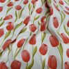 Spring Tulip Fabric Floral Print Home Decor Curtain Upholstery Material - 55" or 140cm Wide Canvas - Pastel Red - Image 6