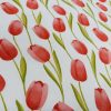 Spring Tulip Fabric Floral Print Home Decor Curtain Upholstery Material - 55" or 140cm Wide Canvas - Pastel Red - Image 5