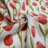 Spring Tulip Fabric Floral Print Home Decor Curtain Upholstery Material - 55" or 140cm Wide Canvas - Pastel Red - Image 4