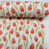 Spring Tulip Fabric Floral Print Home Decor Curtain Upholstery Material - 55" or 140cm Wide Canvas - Pastel Red - Image 2