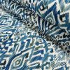 Blue & Green Ikat Floral Fan Damask Flower Fabric Geometric Paisley Cotton Material Curtains Cushion Upholstery Home Decor - 110"/280cm Wide - Image 7