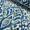 Blue & Green Ikat Floral Fan Damask Flower Fabric Geometric Paisley Cotton Material Curtains Cushion Upholstery Home Decor - 110"/280cm Wide - Image 6