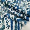 Blue & Green Ikat Floral Fan Damask Flower Fabric Geometric Paisley Cotton Material Curtains Cushion Upholstery Home Decor - 110"/280cm Wide - Image 4