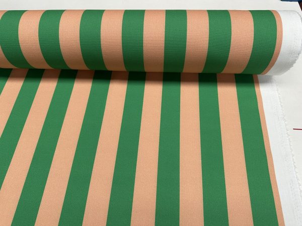 Green & Peach Stripes Digital Print Fabric Furnishing Home Decor Joy Curtain Upholstery Cushion Dressmaking Material 55" or 140cm Wide - Image 4