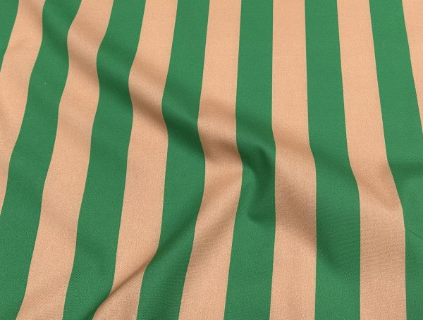 Green & Peach Stripes Digital Print Fabric Furnishing Home Decor Joy Curtain Upholstery Cushion Dressmaking Material 55" or 140cm Wide - Image 3