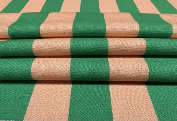 Green & Peach Stripes Digital Print Fabric Furnishing Home Decor Joy Curtain Upholstery Cushion Dressmaking Material 55" or 140cm Wide - Image 2