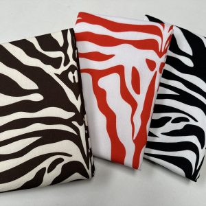 Zebra Spine Print Fabric Animal Stripes Black Red Brown Cotton Furnishing Curtain Upholstery Home Decor Material - 55"/140cm Wide