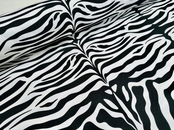 Zebra Spine Print Fabric Animal Stripes Cotton Furnishing Curtain Upholstery Home Decor Material - 55"/140cm Wide - Black & White - Image 2