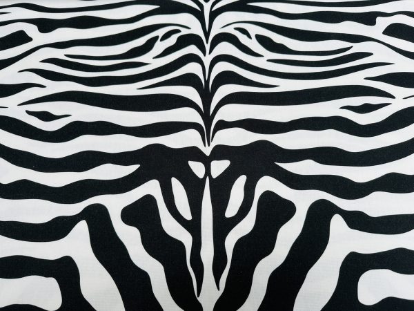 Zebra Spine Print Fabric Animal Stripes Cotton Furnishing Curtain Upholstery Home Decor Material - 55"/140cm Wide - Black & White - Image 6