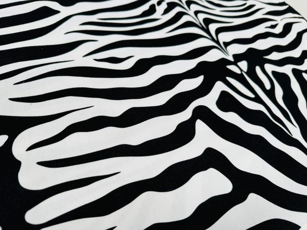 Zebra Spine Print Fabric Animal Stripes Cotton Furnishing Curtain Upholstery Home Decor Material - 55"/140cm Wide - Black & White - Image 5