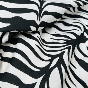 Zebra Spine Print Fabric Animal Stripes Cotton Furnishing Curtain Upholstery Home Decor Material - 55"/140cm Wide - Black & White