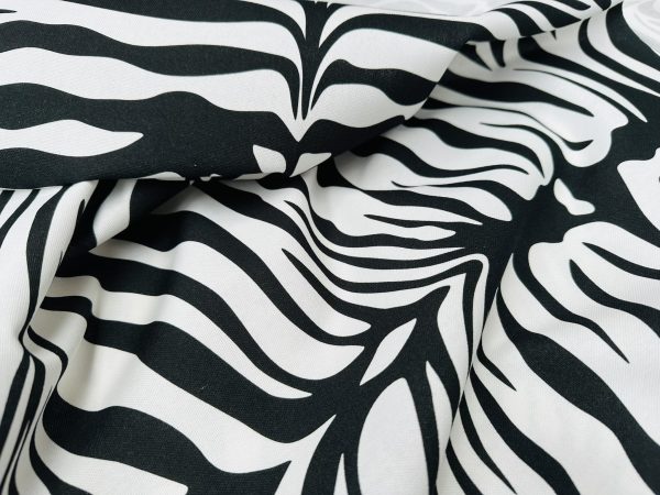 Zebra Spine Print Fabric Animal Stripes Cotton Furnishing Curtain Upholstery Home Decor Material - 55"/140cm Wide - Black & White